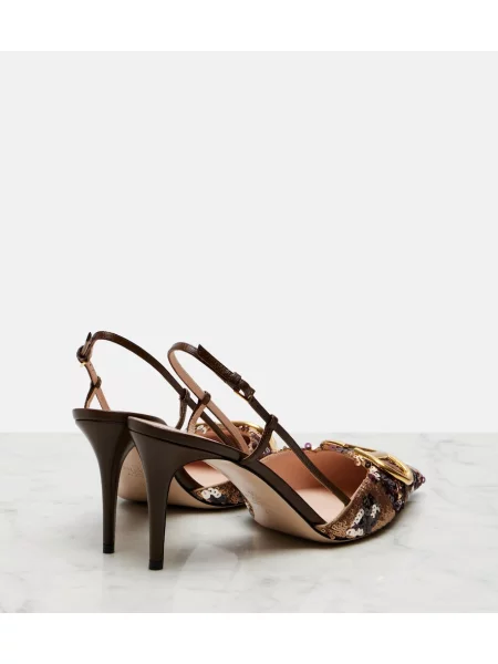 Pantofi cu toc Valentino Garavani slingback maro