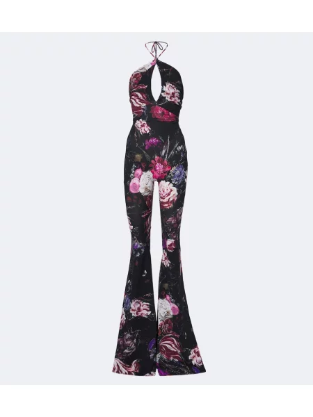 Salopetă Roberto Cavalli cu model floral negru