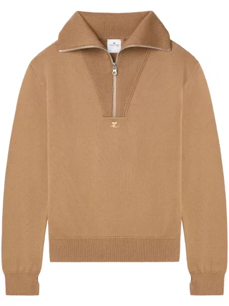 Pulover de lână Courreges cu broderie de lână