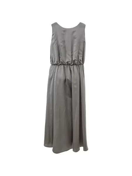 Rochie midi Lardini cu decolteu în V drapată gri