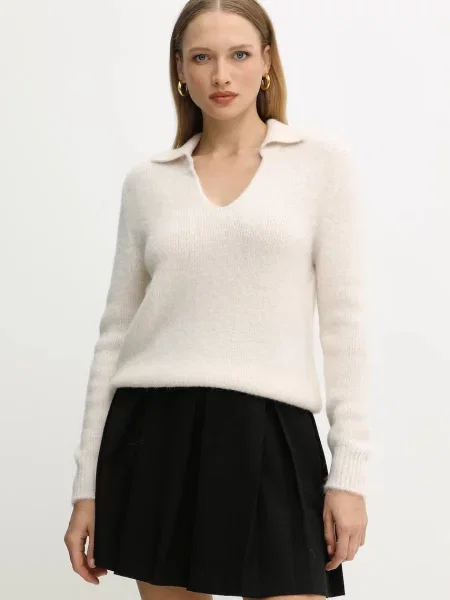 Пуловер с вълна от алпака Morgan от лека материя MCLO бежово