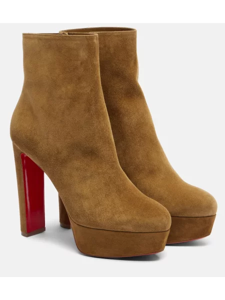 Čevlji do gležnjev Christian Louboutin iz semiša s platformo zelena