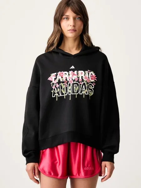 Adidas hanorac cu glugă pentru femei cu x Farm Rio negru
