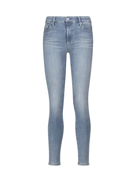 Skinny jeansy skinny Ag Jeans o krotszym kroju bezszwowe niebieskie