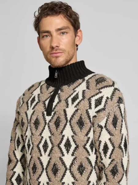 Sweter z dzianiny z prążkowanymi wykończeniami model ‘ARGYLES’ Scotch & Soda