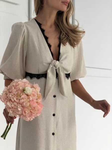 Макси платье Jadone Fashion бежевое