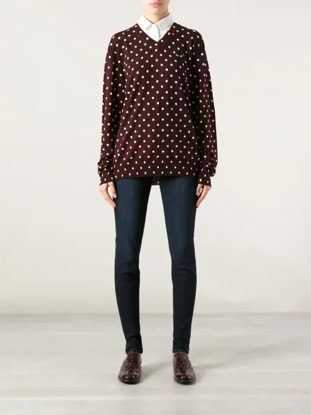 Taškuotas megztinis Comme Des Garçons Play raudona