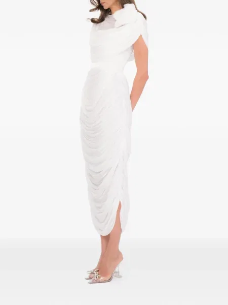 Rochie midi Ana Radu până la genunchi de costum alb