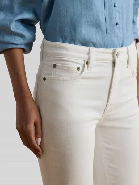 Jeans bootcut o kroju slim fit z mieszanka bawełny Lauren Ralph Lauren białe