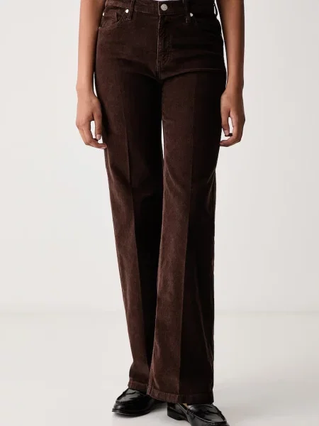 Joop! pantaloni straight pentru femei din catifea reiată maro