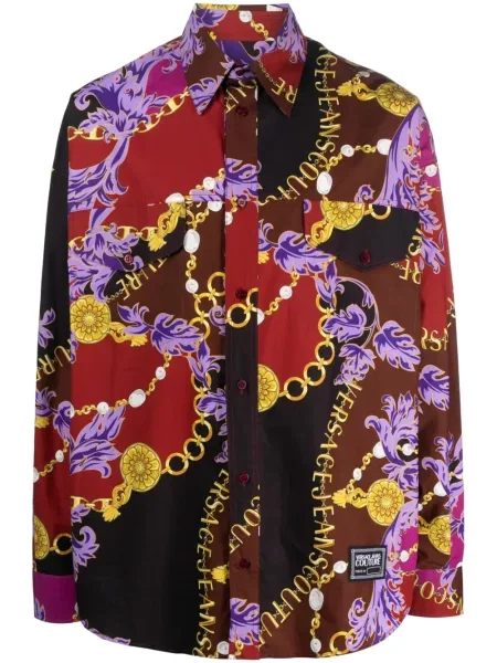 Košile Versace Jeans Couture s potiskem hnědá