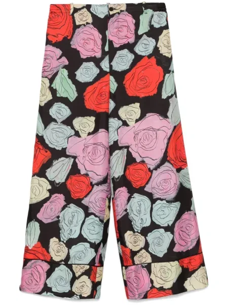 Pantaloni Marni cu model floral cu imagine negru
