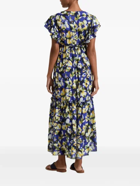 Rochie maxi Vilebrequin cu model floral cu imagine albastru
