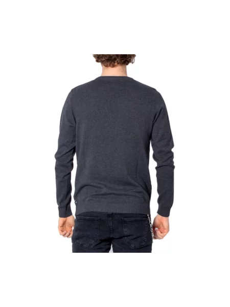 Sweter Jack & Jones z dekoltem w serek szary