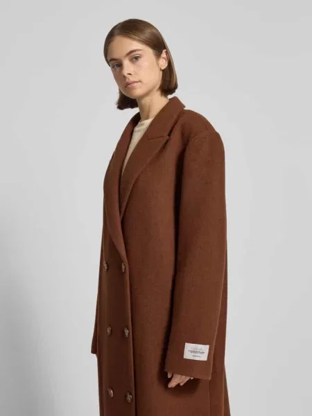 Płaszcz o kroju oversized z dodatkiem wełny Karo Kauer brązowy
