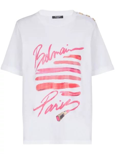 Tricou Balmain cu imagine alb