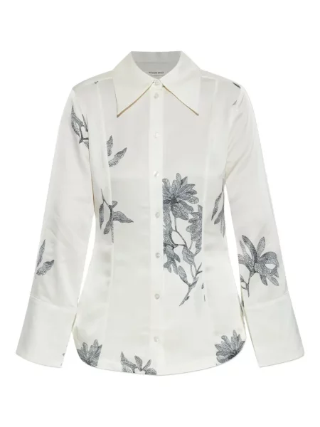 Cămașă By Malene Birger cu model floral cu imagine lungă alb