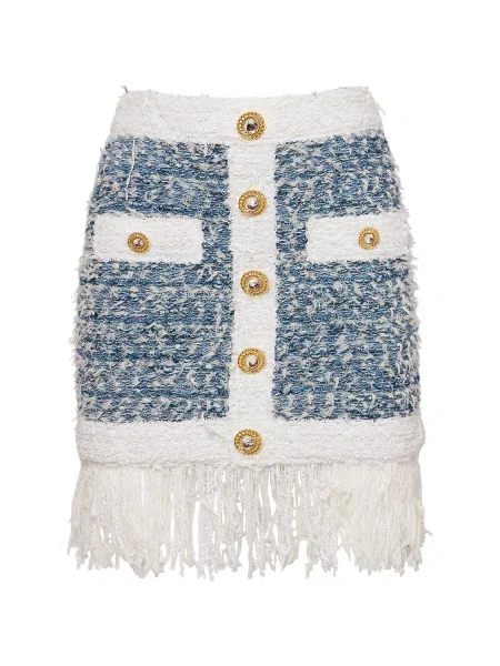 Μίνι φούστα Balmain tweed μπλε
