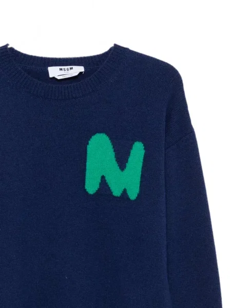 Pulover Msgm cu broderie albastru