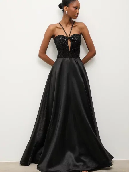 Haljina Answear.LAB maxi širi se prema dolje crna