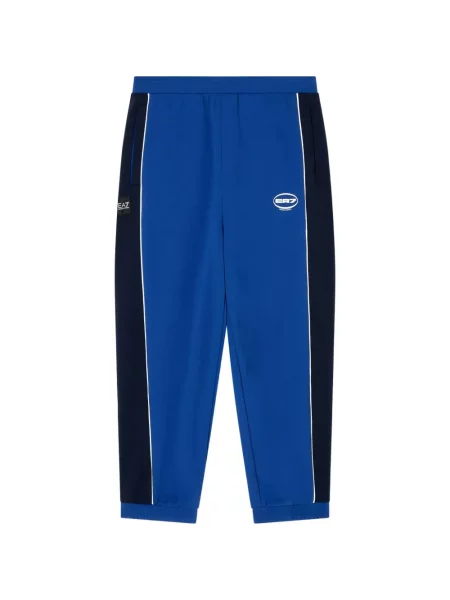 Pantaloni Ea7 Emporio Armani cu dungi cu imagine alergare albastru