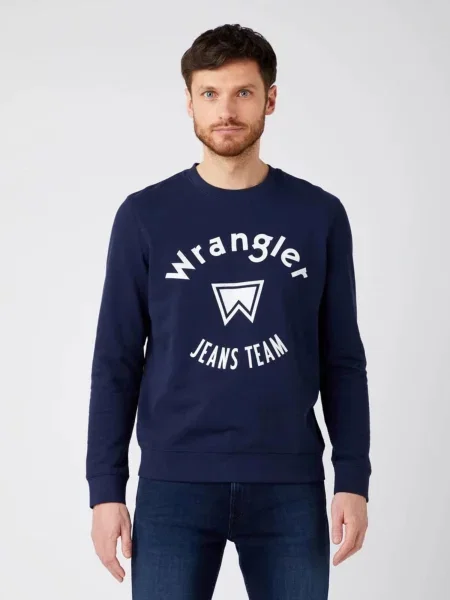 WRANGLER Tréning póló Wrangler Crew Sweat Navy tengerészkék haditengerészet