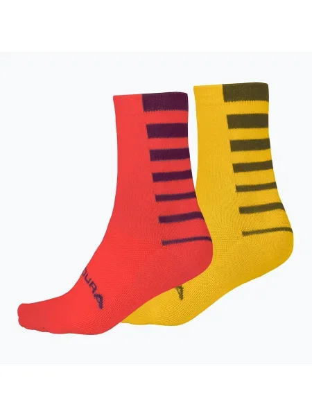 Șosete de ciclism pentru bărbați Endura Coolmax Stripe pomegranate