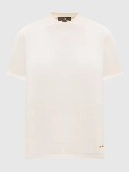 Футболка з металевим логотипом Enrico Mandelli бежева