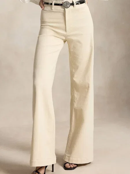 Polo Ralph Lauren pantaloni evazați flare pentru femei cu bej