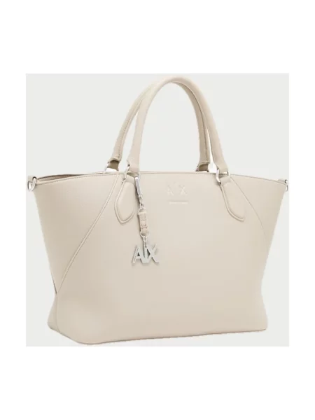 Torebka Armani Exchange skórzana beżowa