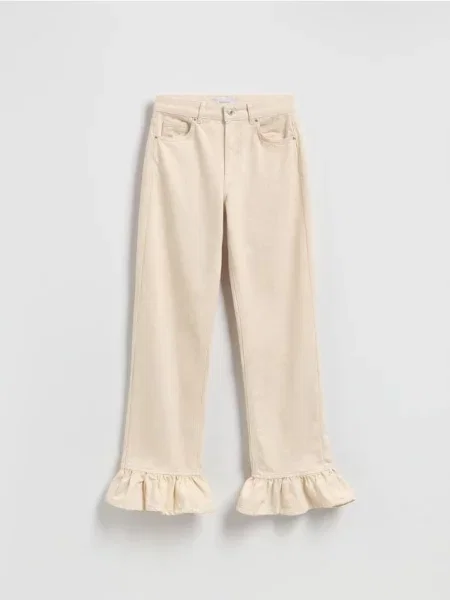 Reserved Джинси з воланами нюдовий 