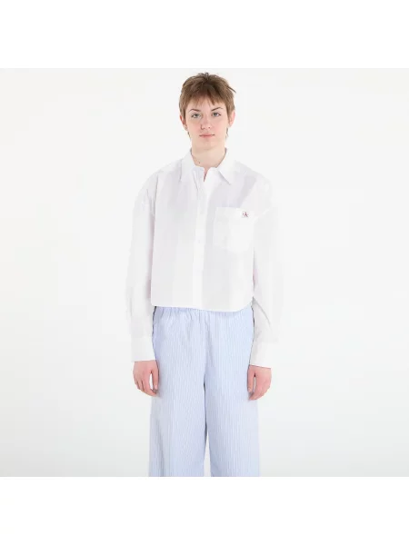 Koszula Calvin Klein Jeans Cotton Poplin Cropped Shirt White S biały