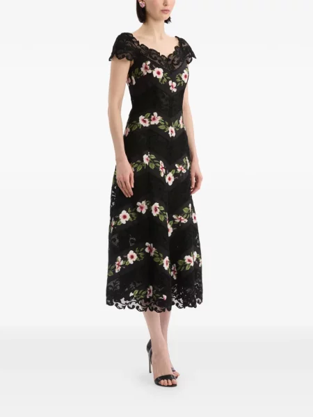 Rochie midi Oscar De La Renta cu dungi negru