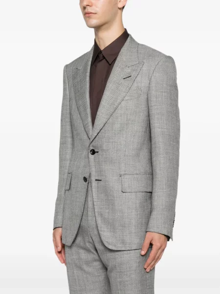 Sacou Tom Ford cu model herringbone gri