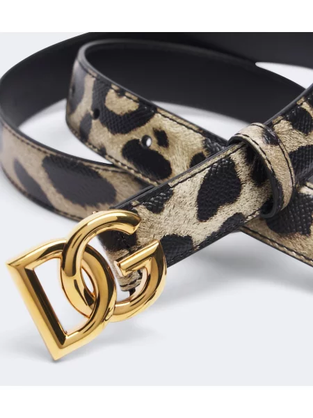 Curea Dolce&gabbana din piele cu imagine cu model leopard maro