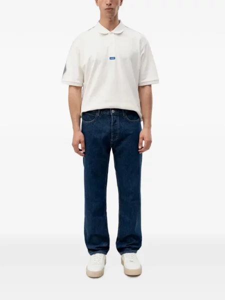 Tricou polo Hugo cu autograf alb