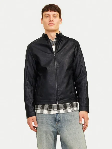 Кожено яке Jack&jones черно