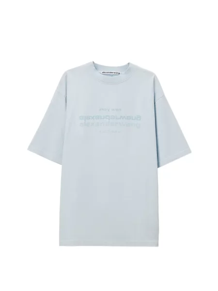 Krátký tričko Alexander Wang s autogramem modré