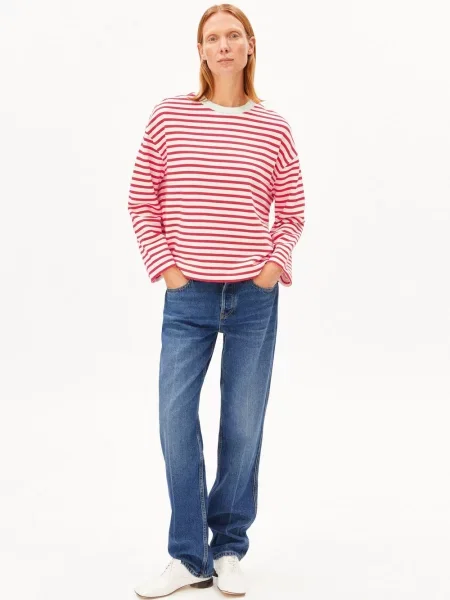 ARMEDANGELS koszulka z długim rękawem Frankaa Marlen Stripe Kobiety w S czerwony