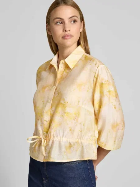 Bluzka o kroju regular fit z mieszanki lyocellu z rękawem o dł. Jake*s Collection żółta