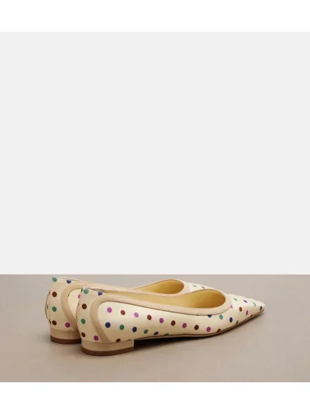 Balerini Manolo Blahnik din piele cu buline alb