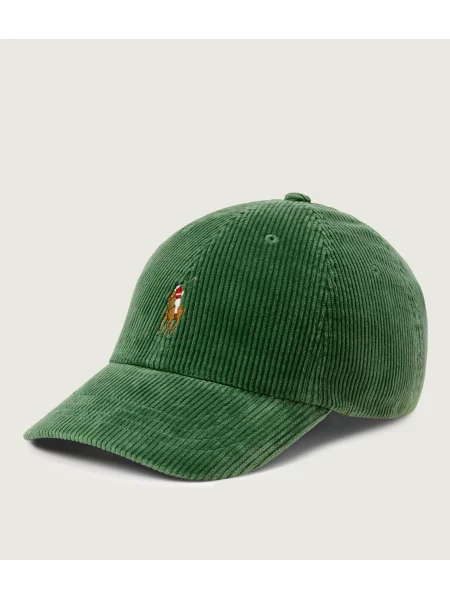 POLO RALPH LAUREN De catifea reiată șapcă baseball cu adaos de piele verde