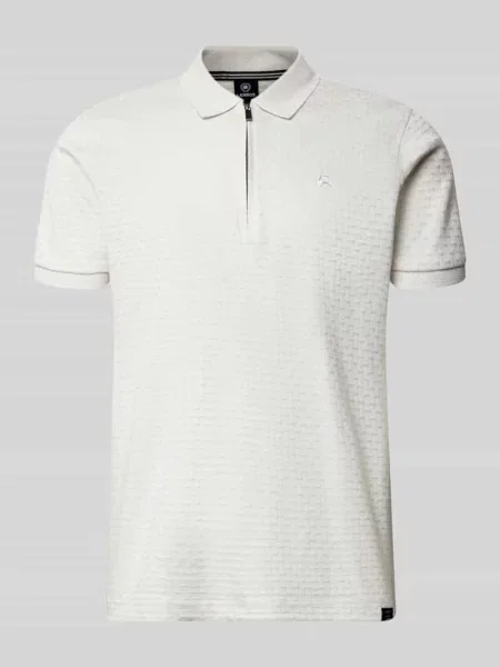 Koszulka polo o kroju regular fit z krótkim zamkiem błyskawicznym Lerros biała