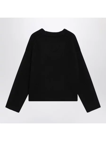 Sweter Loulou De Saison z kaszmiru z dekoltem w kształcie litery U czarny