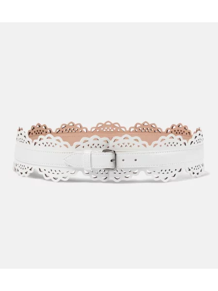 Pasek Alaã¯a skórzany biały