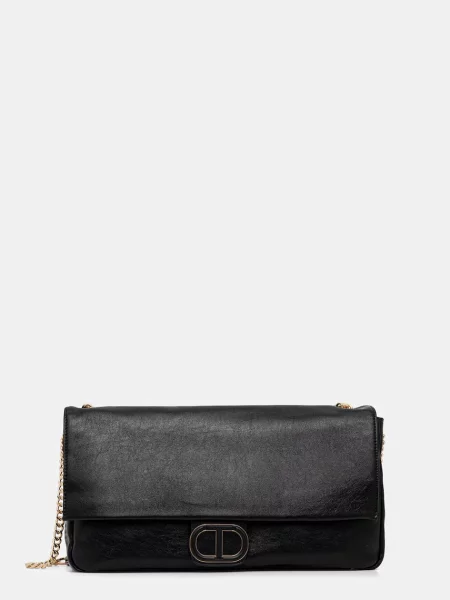 Lniana torebka Twinset czarna