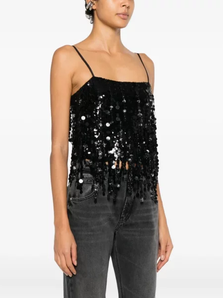 Top Blumarine cu paiete negru