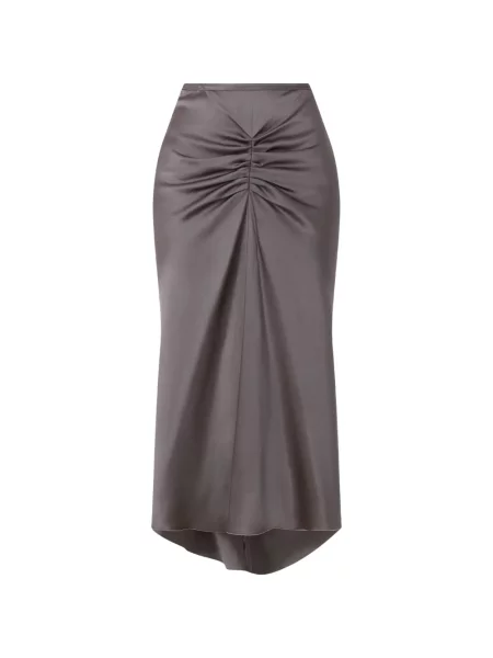 Fustă midi Victoria Beckham din satin cu volane gri
