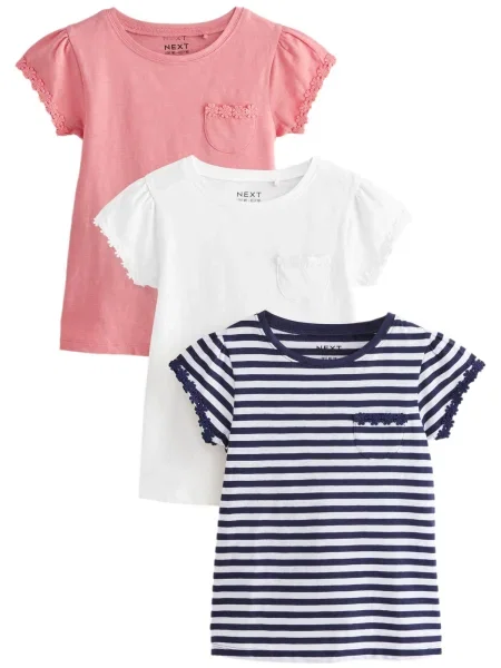 Next Tricou bleumarin / roz deschis alb