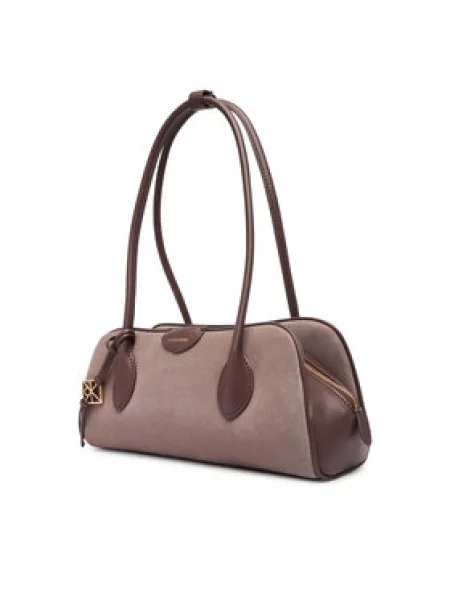 Calvin Klein Ročna torba Emblem Trio Suede Shoulder Bag bež